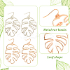 ANATTASOUL 4 Pairs 2 Colors Alloy Hollow Out Monstera Leaf Dangle Earrings for Women EJEW-AN0001-18-3