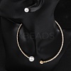Round Plastic Imitation Pearl Stud Earrings & Rhinestone Cuff Choker Necklaces Sets SJEW-U003-11G-2