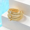 Rack Plating Real 18K Gold Plated Brass Multi Lines Open Cuff Rings RJEW-B048-08G-2