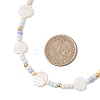 Summer Beach Natural White Shell and Glass Seed Beaded Necklaces NJEW-JN05855-01-3