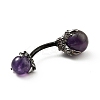 Natural Amethyst Beaded Curved Barbell X-AJEW-G042-04B-3