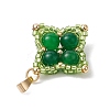 Dyed Natural Malaysia Jade & Glass Seed Beaded Woven Pendants PALLOY-MZ00365-01-4