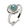 Natural Amazonite Adjustable Rings RJEW-K269-09P-10-2