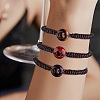 Natural Red Jasper Donut Braided Bead Bracelet BJEW-SW00047-11-3