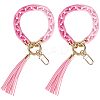 2Pcs Acrylic & Zine Alloy & PU Pendant Decoration KEYC-CL0001-44A-1