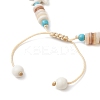 Synthetic Turquoise & Natural Freshwater Shell Beads Braided Bead Bracelets for Women BJEW-JB12024-01-4