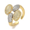 Rack Plating Brass Micro Pave Cubic Zirconia Cuff Finger Rings for Women RJEW-C114-16I-G-1