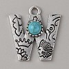 Alloy with Resin Imitation Synthetic Turquoise Pendants FIND-TAC0017-37W-1