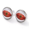 Sport Balls Glass & 304 Stainless Steel Stud Earrings for Women EJEW-H005-01P-10-1