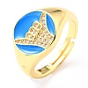 Adjustable Real 18K Gold Plated Brass Enamel Finger Ringss RJEW-L071-25G-3