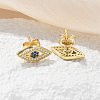 Brass Micro Pave Clear Cubic Zirconia Stud Earrings EJEW-M076-01G-02-5