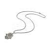 201 Stainless Steel Hollow Religion Hamsa Hand Pendant Necklaces NJEW-M086-01P-2