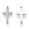 316 Surgical Stainless Steel Clear Cubic Zirconia Connector Charms X-STAS-ZX042-22S-1