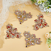 4Pcs 2 Colors Flower Alloy Rhinestones Appliques DIY-FH0006-98-5