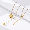304 Stainless Steel Round Ball Pendant Snake Chain Necklaces LS-NJEW-U028-03G-3