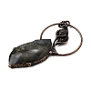Natural Labradorite Feather Ring with Leaf Big Pendants G-Q350-04A-2