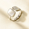 304 Stainless Steel with Natural Shell Cuff Open Rings for Women US1976-1-1