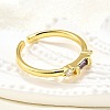 Brass Micro Pave Cubic Zirconia Cuff Rings for Women RJEW-H247-22G-2