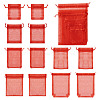 60Pcs 6 Styles Rectangle Organza Bags Jewellery Storage Pouches Wedding Favour Party Mesh Drawstring Gift OP-TA0001-07-2
