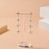 Natural Pearl Flower Long Dangle Stud Earrings EJEW-JE05208-4