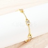 Brass Micro Pave Clear Cubic Zirconia Link Chain Bracelets for Women BJEW-F504-11G-3