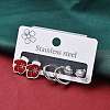 3 Pairs 3 Styles Christmas 304 Stainless Steel Hoop & Stud Earring Sets for Women EJEW-K279-16P-02-1