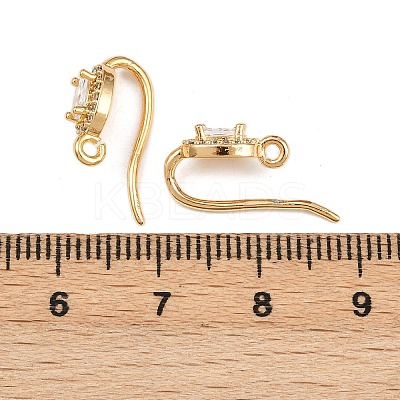 Brass Micro Pave Clear Cubic Zirconia Oval Earring Hooks KK-A274-09G-1
