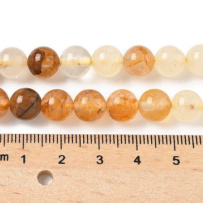 Natural Yellow Hematoid Quartz Beads Strands G-D302-01-8mm-1