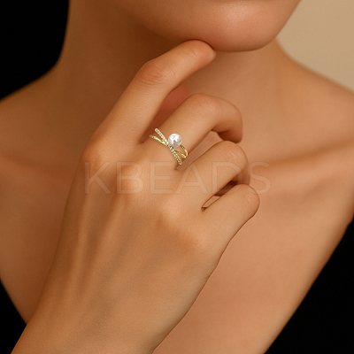 4Pcs 2 Colors Brass Micro Pave Cubic Zirconia Adjustable Cuff Open Rings RJEW-HY0001-26-1