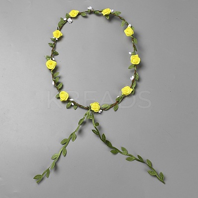 Polyester Artificial Rose Garland Headbands Hair Vine AJEW-WH20019-03E-1