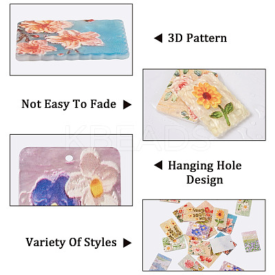 22Pcs 11 Style Embossed Printed Acrylic Pendants MACR-CW0001-11-1