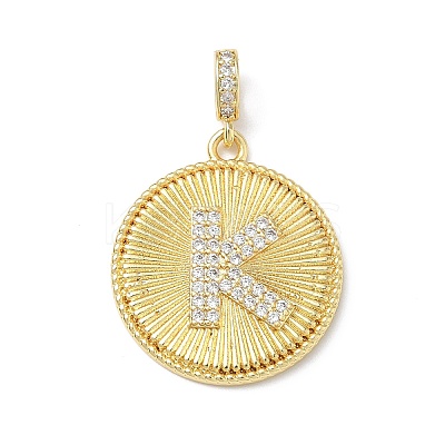 Brass Micro Pave Clear Cubic Zirconia Pendants KK-L253-17G-K-1
