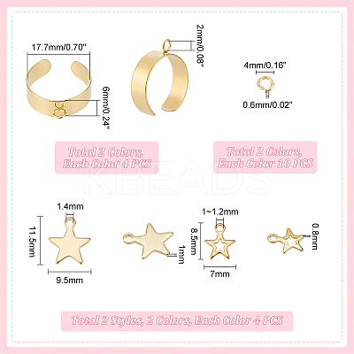 DIY Star Charm Cuff Ring Making Kit STAS-UN0051-40-1
