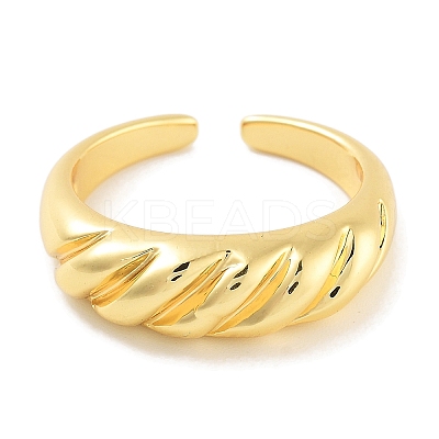 Rack Plating Brass Open Cuff Ring for Women RJEW-Z059-02G-01-1