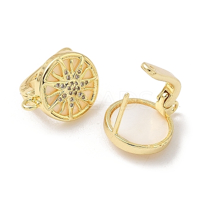 Brass Micro Pave Clear Cubic Zirconia Hoop Earring Findings KK-G536-09G-1