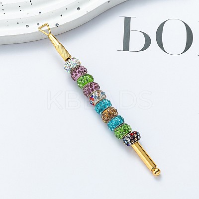 201 Stainless Steel Beadable Double Head Cuticle Pusher Nail Tools STAS-R161-01G-1