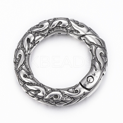 316 Surgical Stainless Steel Textured Spring Gate Rings X-STAS-K153-A-59AS-1