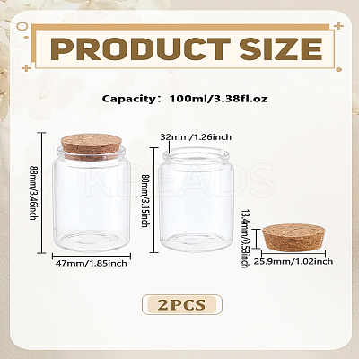 2Pcs Empty Glass Bottle AJEW-LP0010-80-1