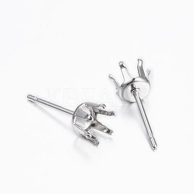 Tarnish Resistant 304 Stainless Steel Stud Earring Settings STAS-H376-97-1