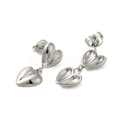 304 Stainless Steel Heart Stud Earrings for Women EJEW-U020-23P-1