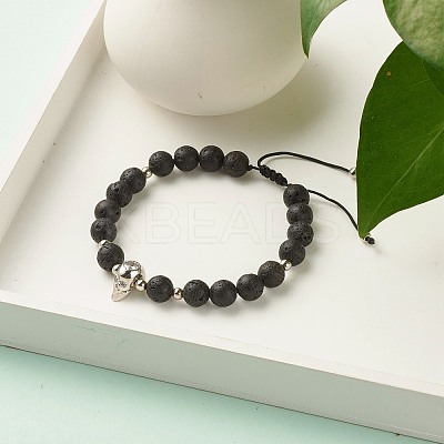 Adjustable Skull Braided Bead Bracelets BJEW-JB07497-01-1