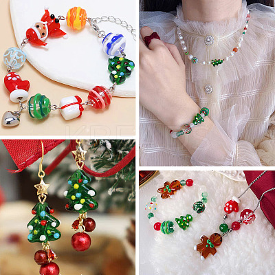 44pcs 10 style Christmas Handmade Lampwork Beads LAMP-TA0001-16-1