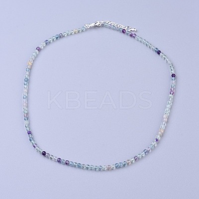 Natural Fluorite Beaded Necklaces NJEW-K114-B-A16-1
