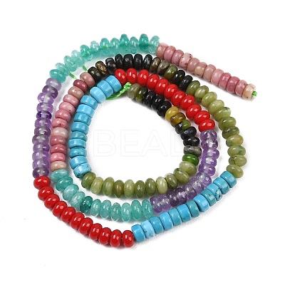 Glass & Natural Chinese Southern Jade & Amethyst & Rhodonite & Indian Agate & Synthetic Turquoise Beads Strands G-Z135-C05-2x4mm-1