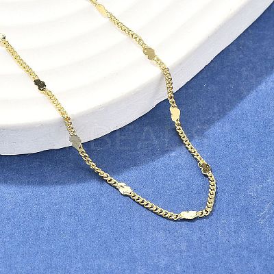 Brass Curb Chains with Heart Necklace for Women LS-NJEW-P265-36G-1