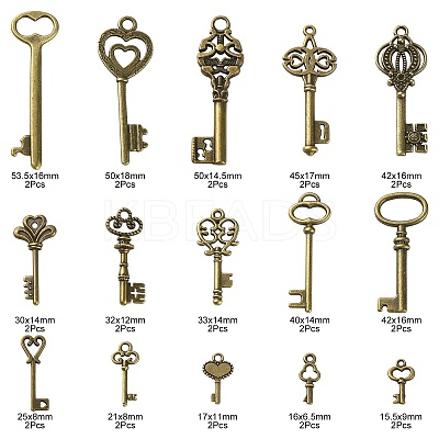 30Pcs 15 Style Tibetan Style Alloy Pendants FIND-TZ0001-02-1