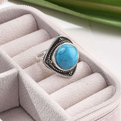 Synthetic Turquoise Adjustable Rings G-P560-03AS-11-1