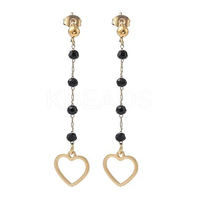 304 Stainless Steel Glass Tassel Stud Earrings EJEW-G453-05G-02-1