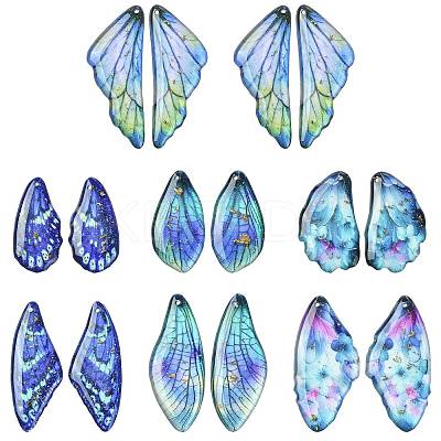 16Pcs 7 Styles Transparent Epoxy Resin Pendants RESI-FS0002-33A-1