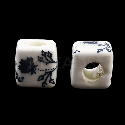 Floral Printed Porcelain Beads PORC-Q161-6-1